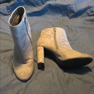 Cupid Tan Heeled Boots with Side Zipper